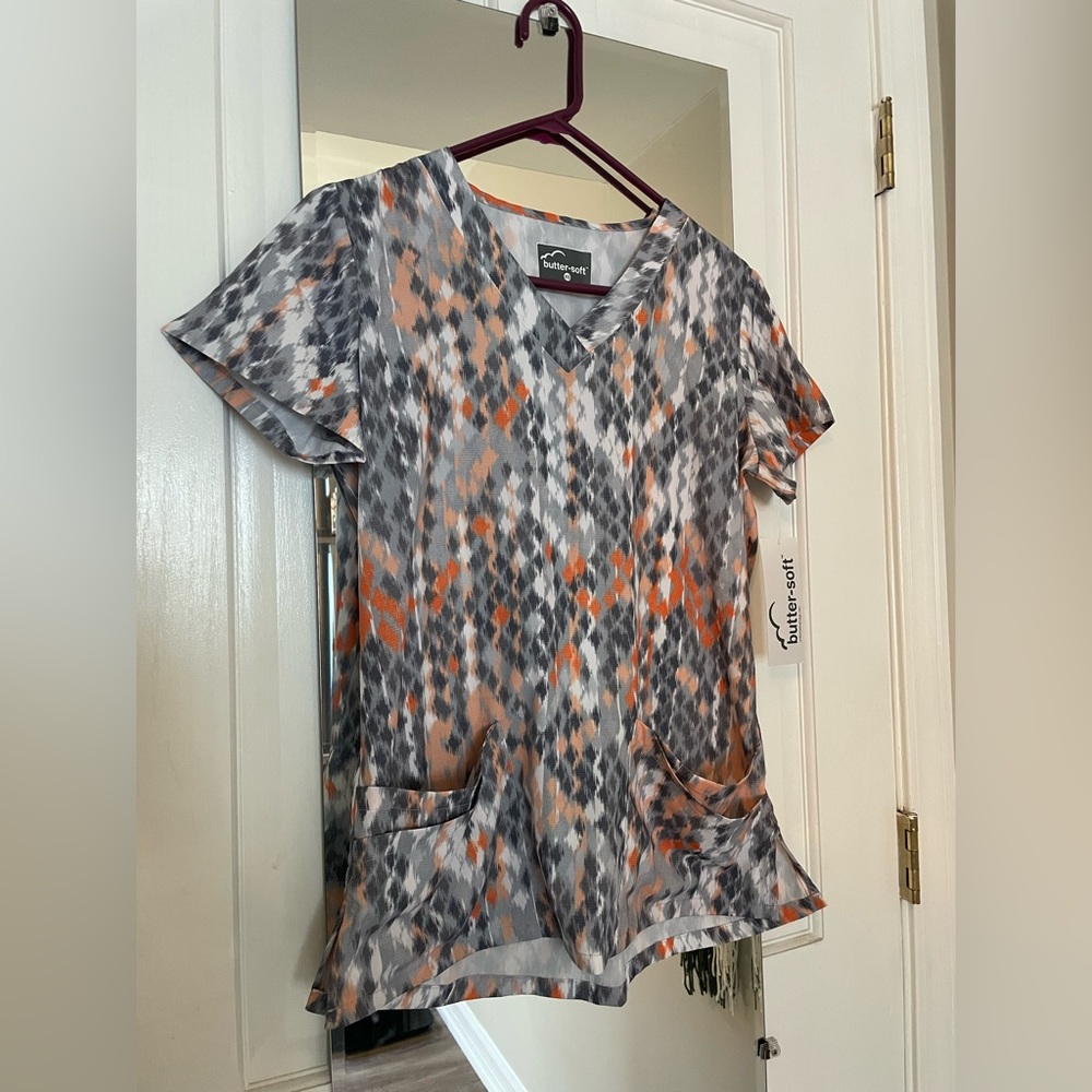 Orange and Gray Scrub Set- XS